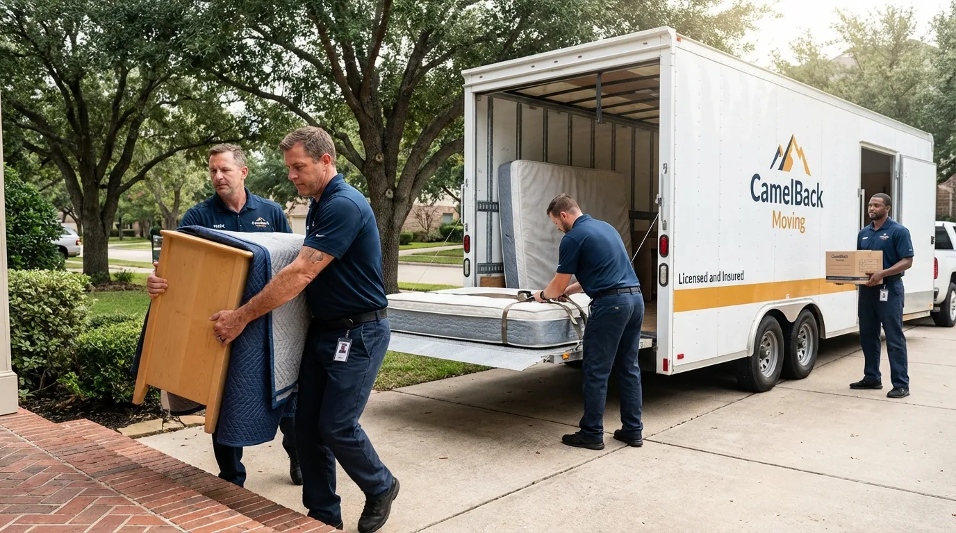 Crew loading residential truck for cross-state move from Humansville, MO