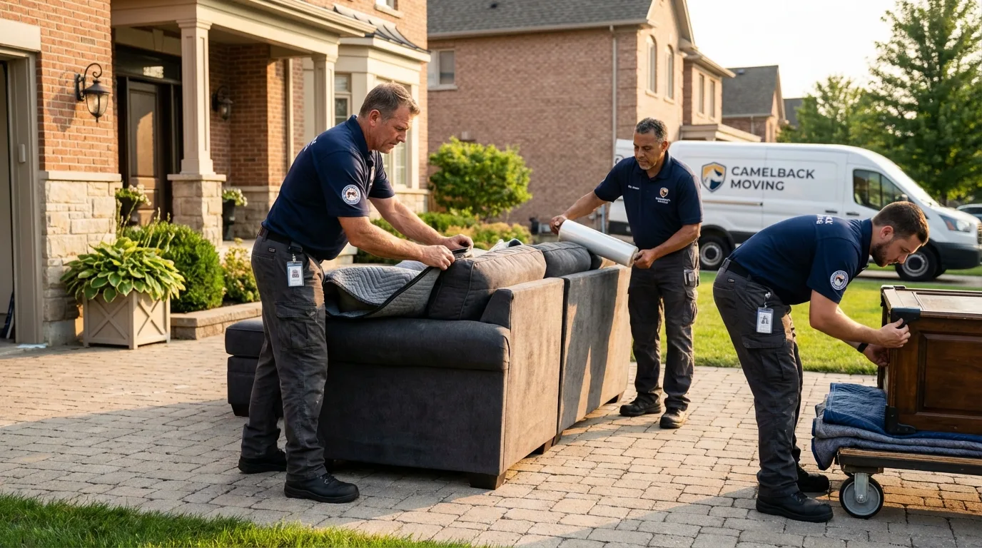 Large estate moving crew wrapping furniture in Humansville, MO